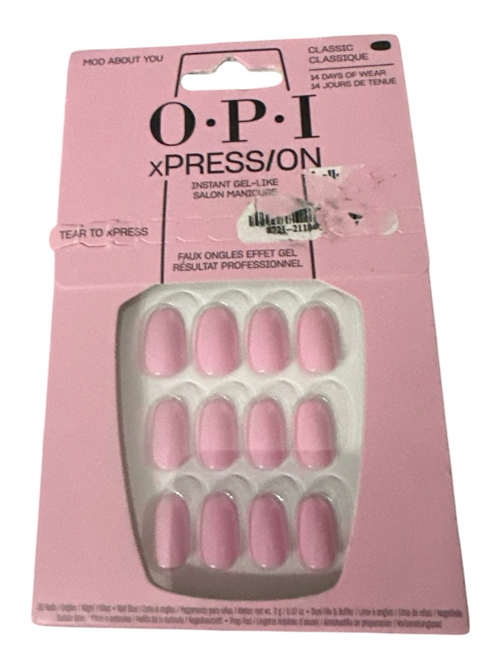NWT OPI Pink xPRESS/ON Instant Gel-Like Press-On Nails rare color nice